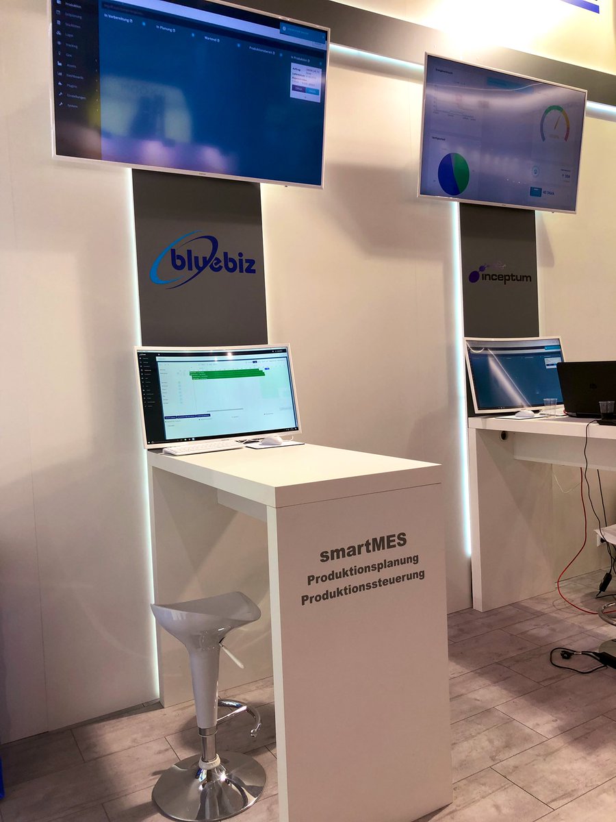 Visit us at Hannover Messe in
Hall 8 D13 for #Industry40 and #smartfactory 
.
#hmi2019 #hm19 #HannoverMesse #messe #digitalization #Digitalisierung #connectedproduction #bluebiz #smartmes #bluehub