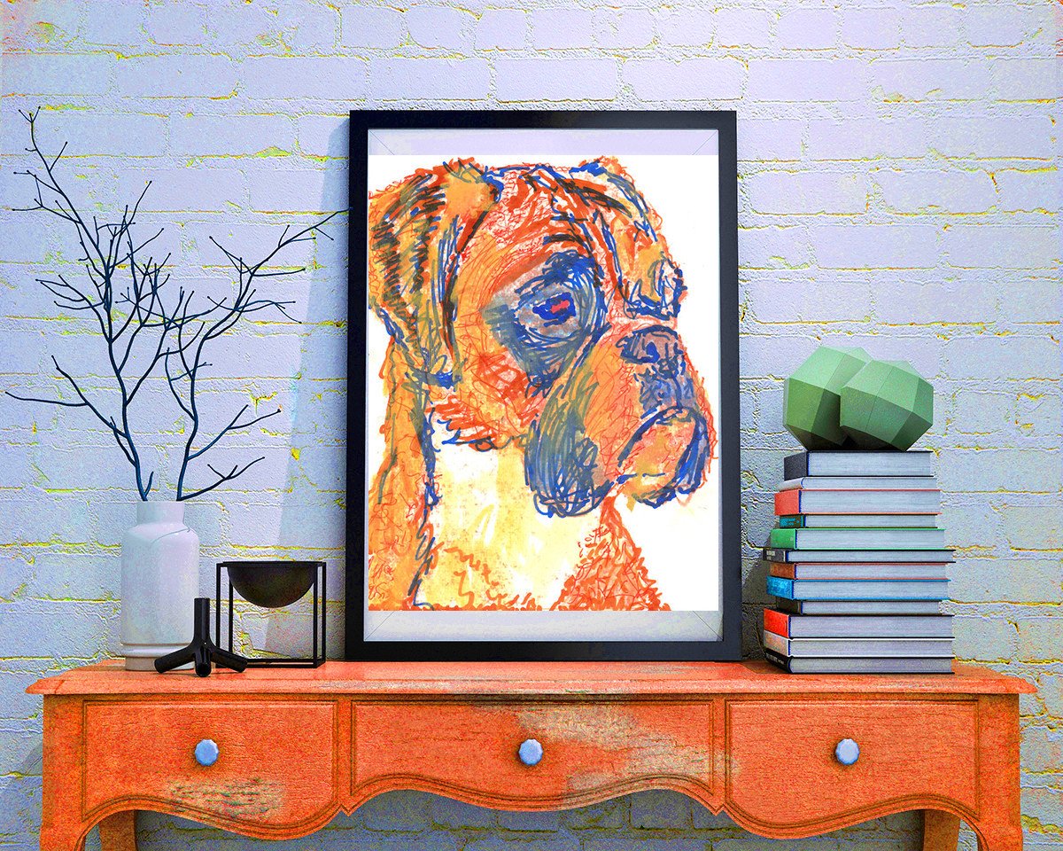 OscarJetson's tweet photo. Boxer Dog painting print blue and Orange expressive wall art boxer dog art print https://t.co/D5hsHPbKll #decor #dogowner #puppy #dogmom #dogsoftwitter #dogbreed #doglover #art #painting #BoxerDogGift https://t.co/chF8NeAChI