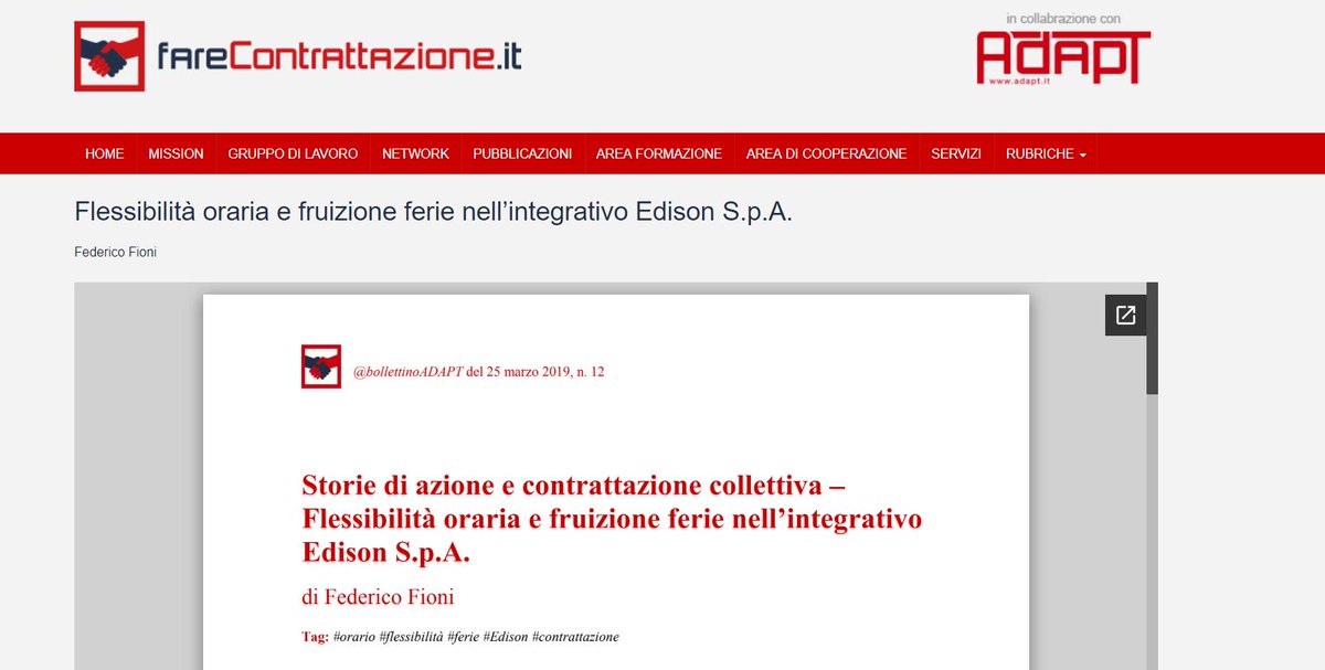 adapt_rel_ind's tweet photo. Dal controllo diretto alla fiducia: è il cambio di paradigma la chiave di senso tramite cui guardare alle disposizioni su #orario, #congedi, #permessi e #smartworking, contenute nell'integrativo @EdisonNews.
Il commento di @FedericoFioni per @adapt_rel_ind
https://t.co/FqRSTE0jsg https://t.co/9p2SkvCWgU