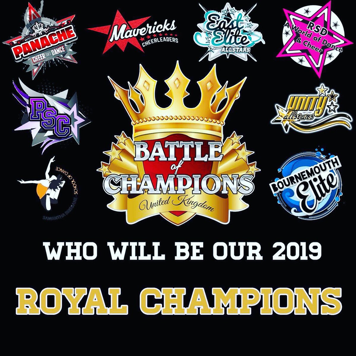 ICCheer's tweet photo. Hereβs a little look at our Royal Champions from 2018. But who will be our 2019 Royal Champions? #UKBOC https://t.co/RQtwsijT4T