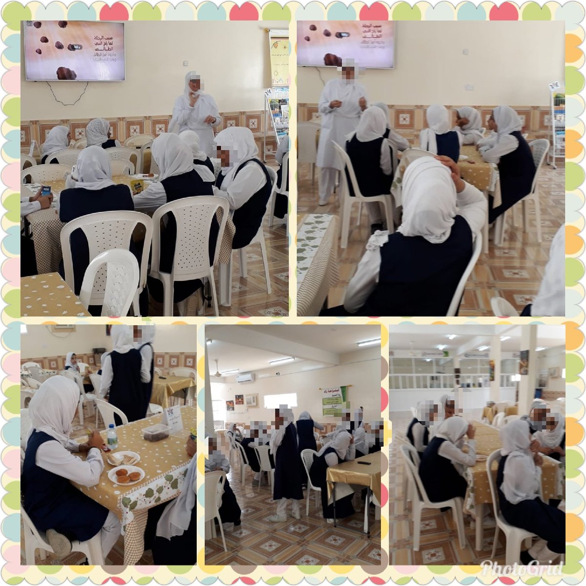 نظم مجلس الأمهات بالتعاون مع الأخصائية الاجتماعية وممرضة الصحة المدرسية  بالشيماء برنامجا لطالبات الصف الثامن بمدرسة صفية أم المؤمنين ضم زيارة استراحة زاد وعروض مرئية حول كل من
 الإسراء والمعراج وأهمية الغذاء الصحي
لمنظمات البرنامج جزيل الشكر وعاطر الثناء