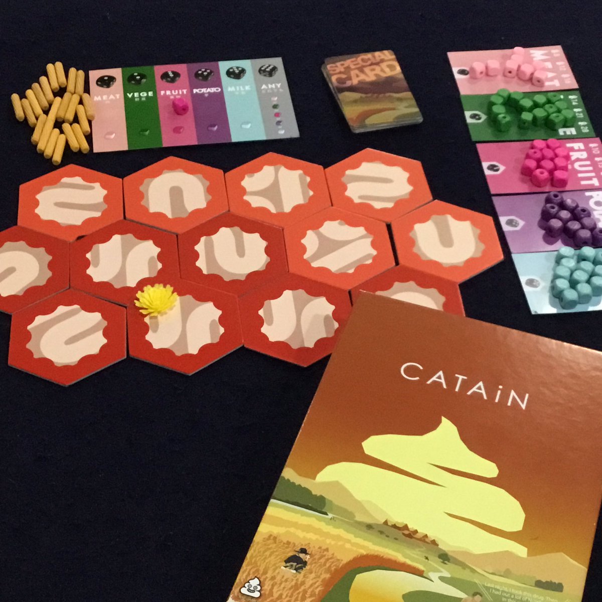 jelly2cafe_sdb's tweet image. 水道橋店ナイトタイムスタート致しました♫
今日は学生のお客様ならナイトタイムも1000円ワンドリンク付🥤
月曜日限定です！

写真のゲームはカタン…ではなく「カタイン」
最も長いuncoを排泄した人の勝ちという「クソゲー」
こう見えて戦略性があり、プレイヤー同士の交渉も出来ます✨