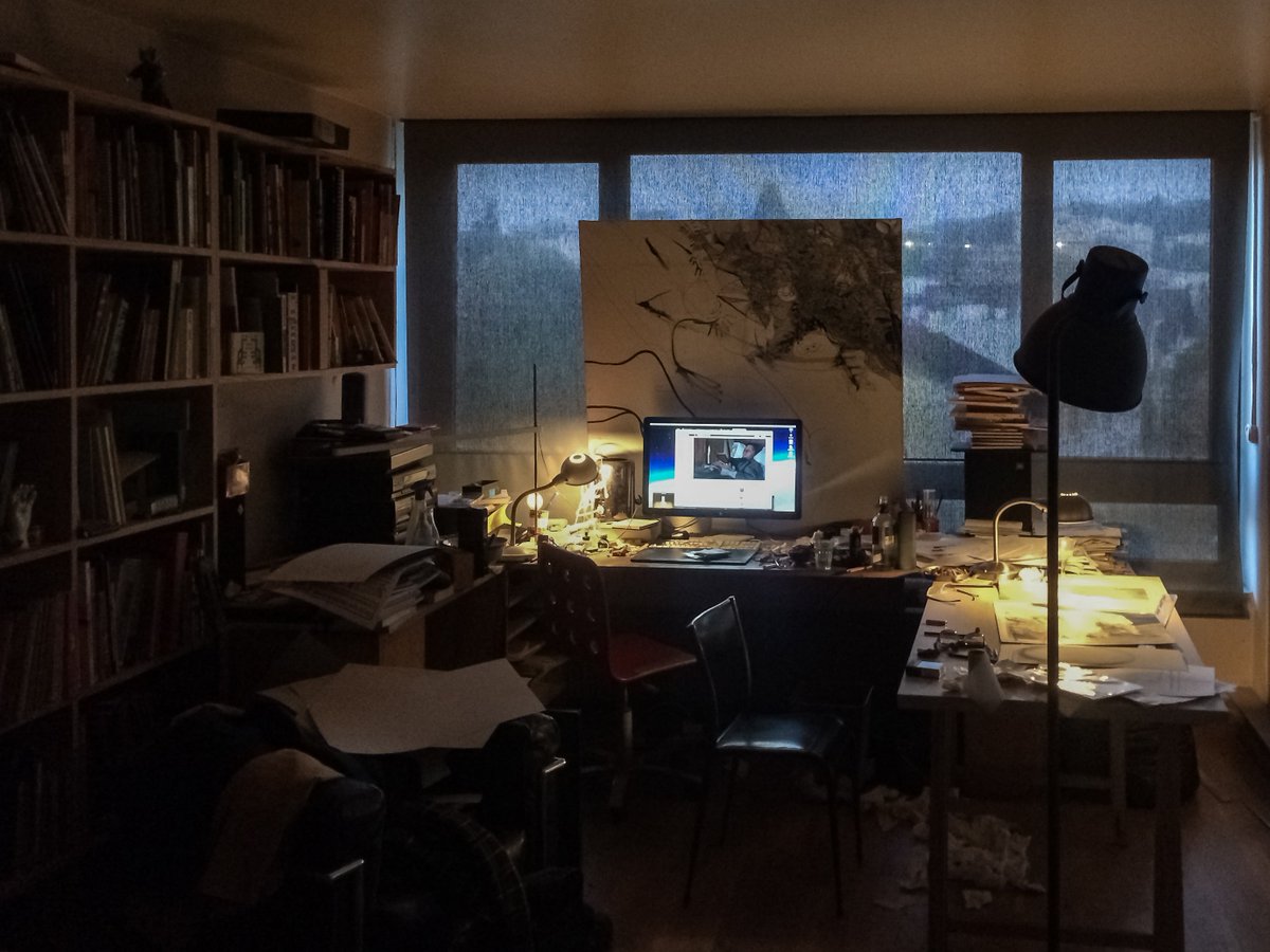 Regard_9's tweet photo. @Regard_9 vous plonge dans la création :
Du soir au petit matin, dans l'atelier de #Killoffer nous vous dévoilons une (infime) partie de ce que vous pourrez admirer du 03>15 juin à l'espace St Rémi - @Bordeaux
Regard 9 - 2019 invités Killoffer et @misterkern https://t.co/fRFzwTmqMb