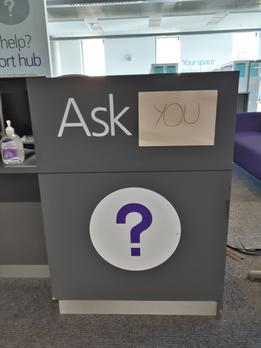 Librarians have Questions too - which is why we are turning the Ask ME Desk into the Ask YOU desk. 

In order to encourage a two way dialogue, we are encouraging students to approach the Ask You Desk in order to answer all our burning questions. 

🤔🔥👍

#LibraryUpdate