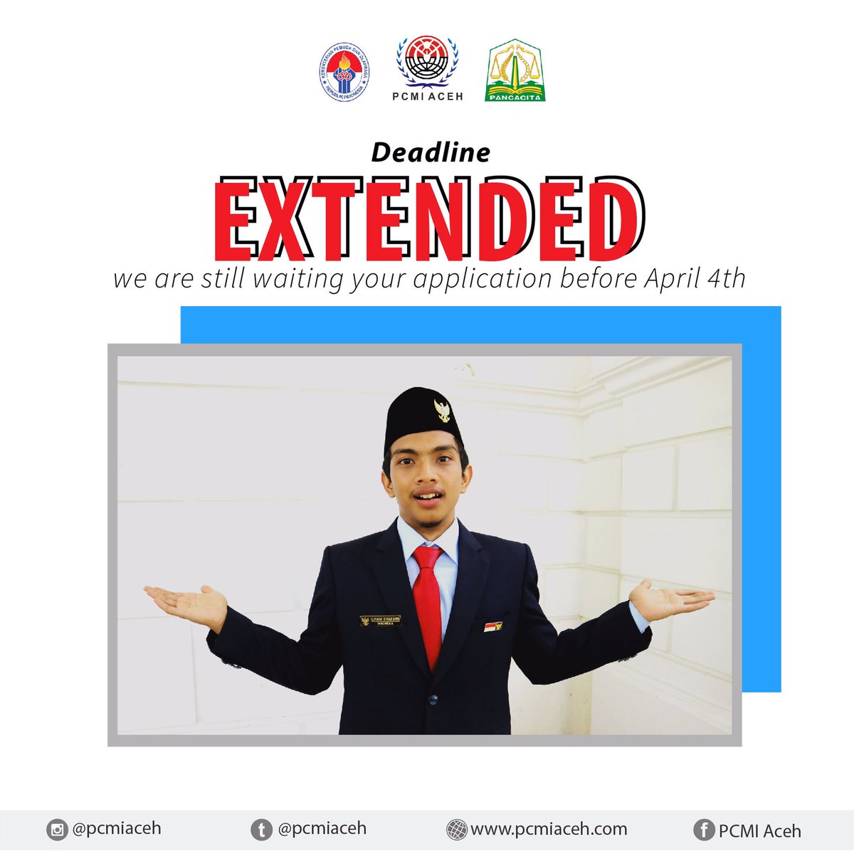 pcmiaceh's tweet photo. APRIL MOP!!!
Batas akhir penerimaan berkas PPAN 2019 sampai 4 April yak.
Kamu yang sudah putus asa dan hilanng harapan karena belum menyelesaikan aplikasi, sudah bisa bersemangat lagi 😂.
Mimin bakal tetap setia menanti berkas kamu! https://t.co/ACqN4vD5jr