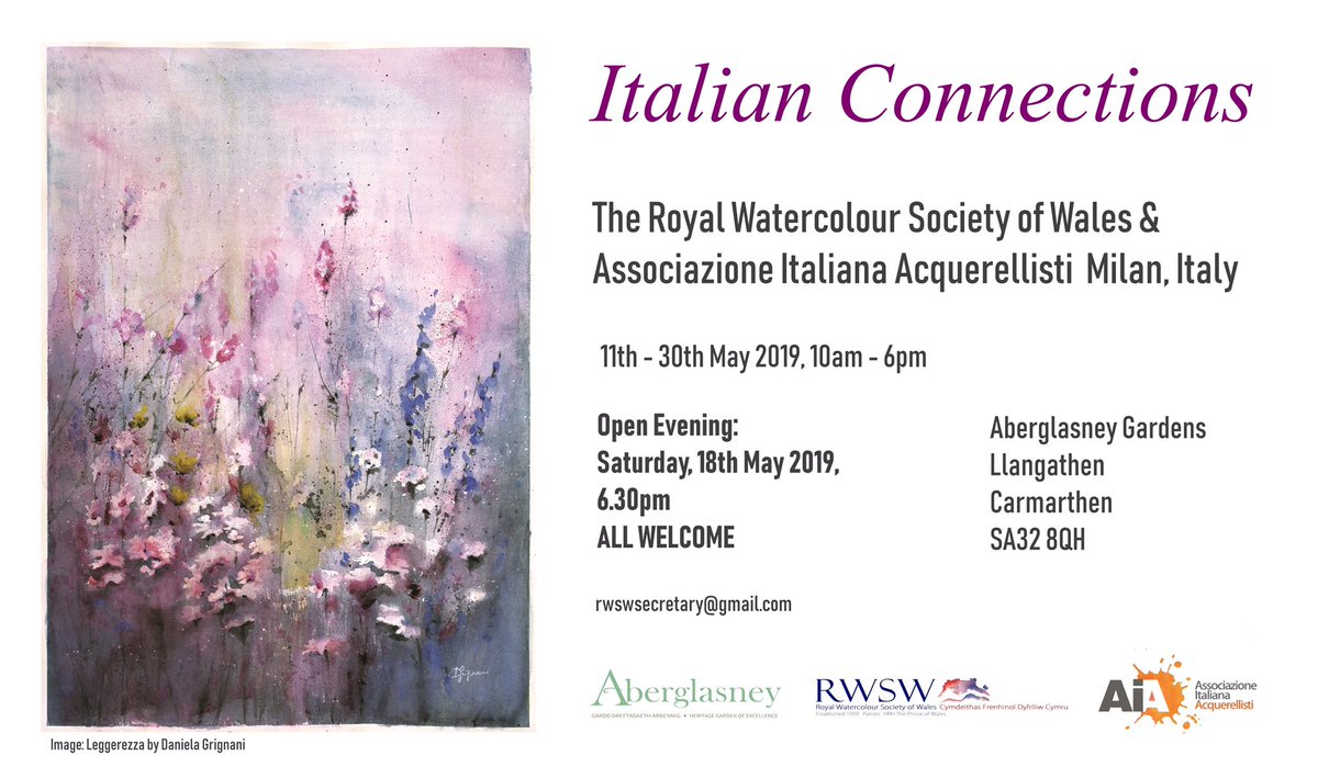 RoyalWales's tweet photo. Looking forward to our exhibition at @Aberglasney from May 11th ‘Italian Connections’ with AIA Milan #welshart #welshartists #watercolour #Italy https://t.co/yPNqLN2GPJ