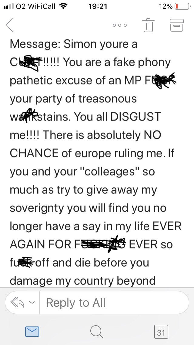 Simonhartmp's tweet photo. Advice on my reply to the latest from a “Mr Fuckoff”..? “Dear Mr Fuckoff, many thanks for your recent email about Brexit...” Guess I should be relieved I’m not campaigning to remain! #letskeepitcivil. https://t.co/XENgHnZ1HV
