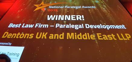 Dentons's tweet photo. Congratulations to our UK and Middle East region for winning Best Law Firm for Paralegal Development at the National Paralegal Awards 2019 in London last week!  @ParalegalAwards  #NPA2019 #NationalParalegalAwards https://t.co/ipCjmUQXx9
