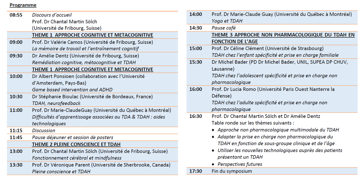 BaptisteLignier's tweet image. Un symposium international aura lieu le 14 juin prochain à Fribourg à propos de la prise en charge non pharmacologique du #TDAH ! Vous pouvez y soumettre des posters #psychopatho #psychothérapies