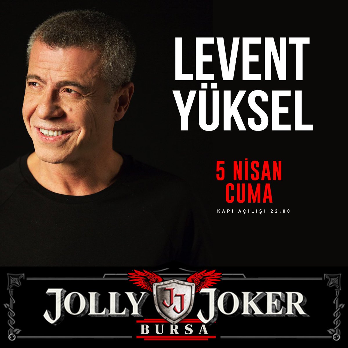 5 Nisan Cuma <a href="/levent_yuksel/">Levent Yüksel F.C</a> @JollyJokerBursa sahnesinde.Kapı açılışı: 22:00 Bilgi için: +90 549 556 78 78 &amp; +90 549 556 78 79