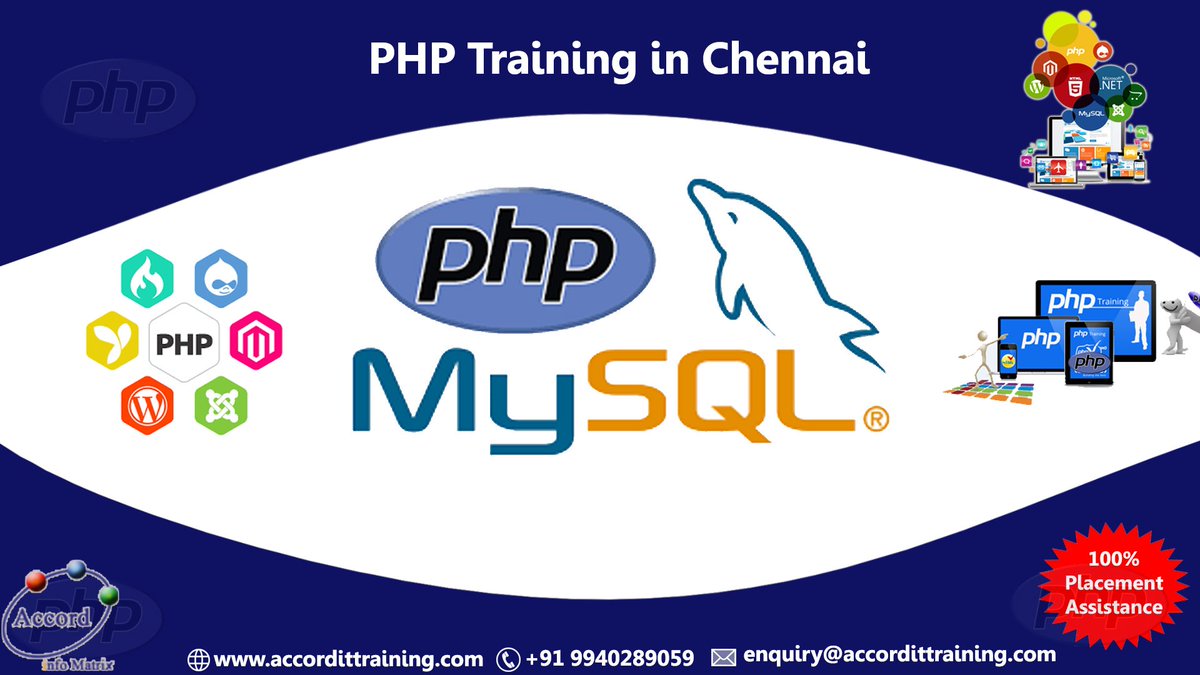 accord_training's tweet image. Accord IT Training is providing PHP Training in Chennai with affordable fees.
For More Details: 
Contact us +91 9940289059
Email:enquiry@accordittraining.com
Our Website:accordittraining.com/courses/php-co…
#phpcourseinchennai #phpclasses #php #phptraining #phpcertification
#accord #Training
