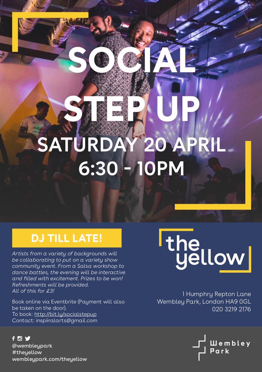 kkrupas's tweet photo. An event not to miss! Make sure you come an check it out! #SocialStepUp #BoroughOfCulture @MAsgharButt2 @Krupesh4Brent @TheYellowUK @WembleyPark @QuintainLtd @LBOC2020 https://t.co/xKoaxVw6pU