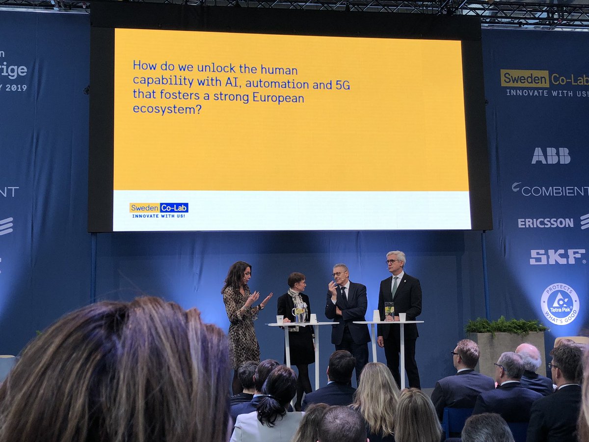 @PiaSandvik in good company with CEO of ABB and chairman of Ericsson: new collaboration the European way building on industrial tradition is the way forward!
#hm19 #riseinnovation #SwedenCoLab