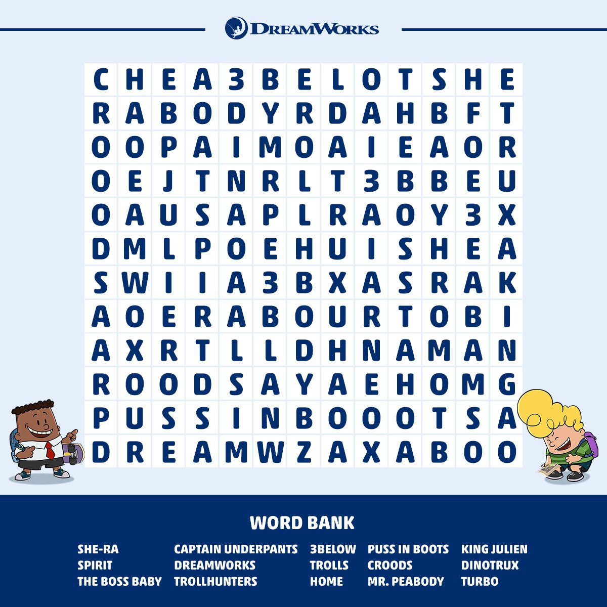 Word Search, CAPTAIN UNDERPANTS