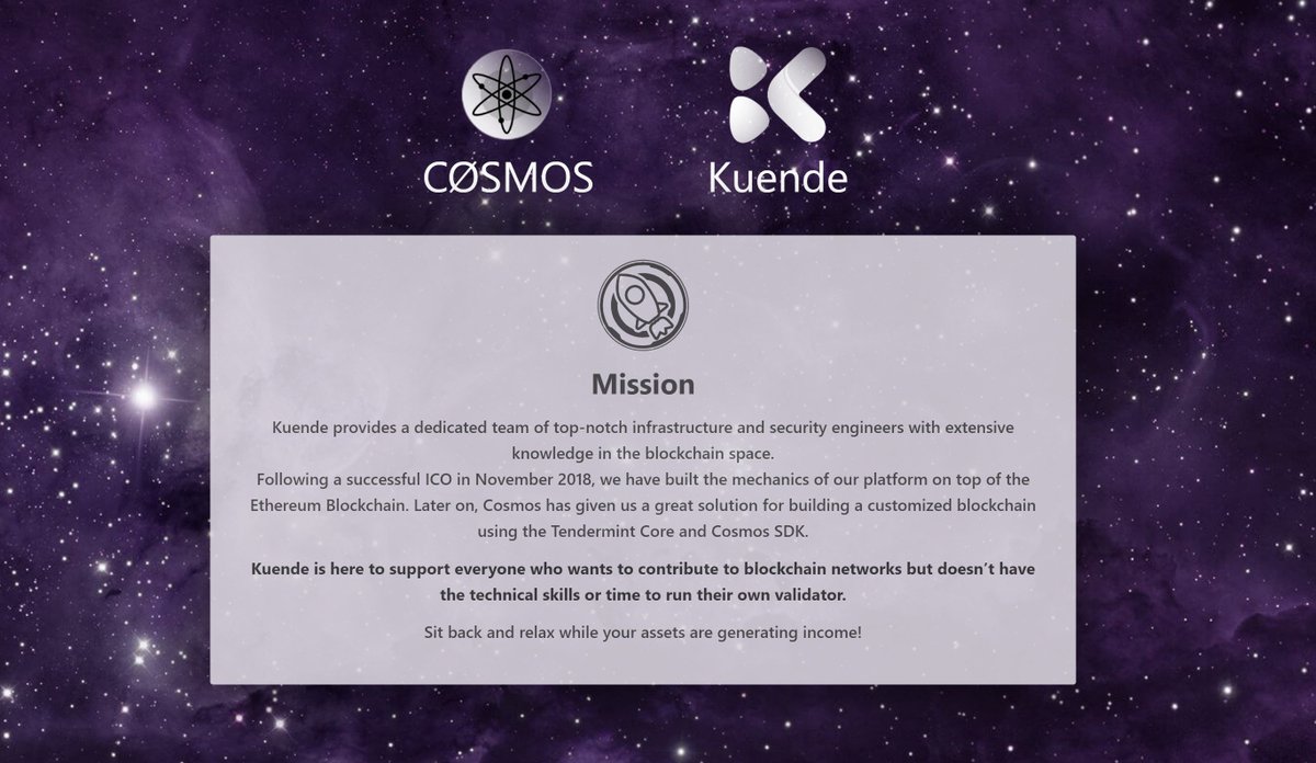 Check out the first iteration of our website. A lot of changes will follow in the next few weeks given that we are preparing to become <a href="/irisnetwork/">IRIS Network</a> &amp; <a href="/polkadotnetwork/">Polkadot</a> validators as well!

validator.kuende.com