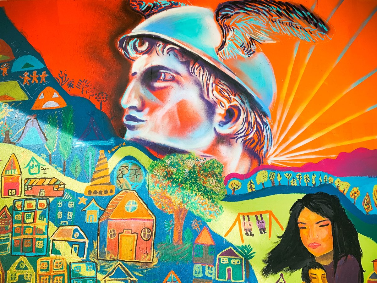 Last week we created #art with the guys from #artolution in our shop in Samos! We believe that the creative process of art creation is one of the best therapies to help people explore their #emotions and overcome #conflict. Come an visit the mural! #Refugeesgr #RefugeesWelcome