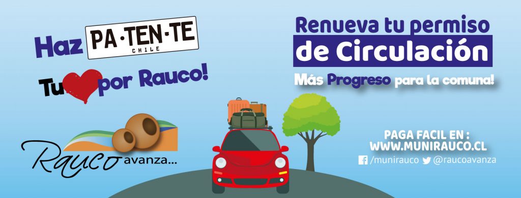¡Hoy último día!
 Te esperamos hasta las 21:00 horas en el edificio municipal, para que renueves tu permiso de circulación con nosotros.
 También puedes renovar tu permiso a través de munirauco.cl 
 #RaucoAvanza