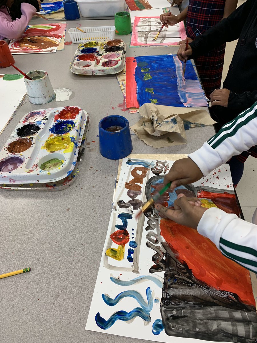 1st grade artists working hard for the Handley Art Show Case on May 7th! #gisdvapa #tabart #teachingforartisticbehaviors #ChooseGarlandISD