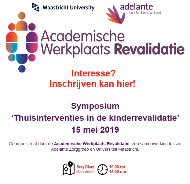 De inschrijving voor het symposium 'Thuisinterventies in de kinderrevalidatie' is geopend! Voor meer informatie en aanmelden: aanmelder.nl/108237 Graag tot dan!
#kinderrevalidatie <a href="/AdelanteZorg/">AdelanteZorg</a> <a href="/MaastrichtUMC/">Maastricht UMC+</a> <a href="/CAPHRI_UM/">CAPHRI</a>