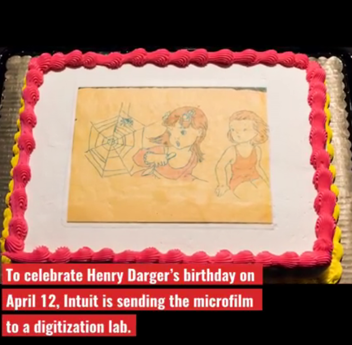 CrowdsourceJM's tweet photo. Want to read about The Story of the Vivian Girls, in What Is Known as the Realms of the Unreal, of the Glandeco-Angelinian War Storm, Caused by the Child Slave Rebellion? Help @IntuitArtCenter raise $2K to digitize Henry Darger's 15,000 page manuscript! https://t.co/hSXxat51aq https://t.co/eGKYpsm6Lt