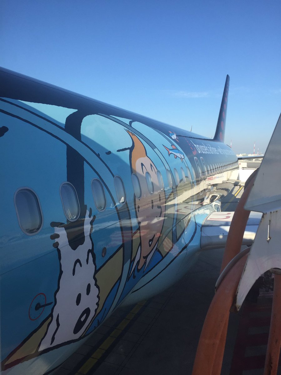 PaulKobane's tweet photo. Coolest plane for my flight Rome - Brussels ✈️ @FlyingBrussels #Tintin #SNRackham https://t.co/e7m5BGH3lE
