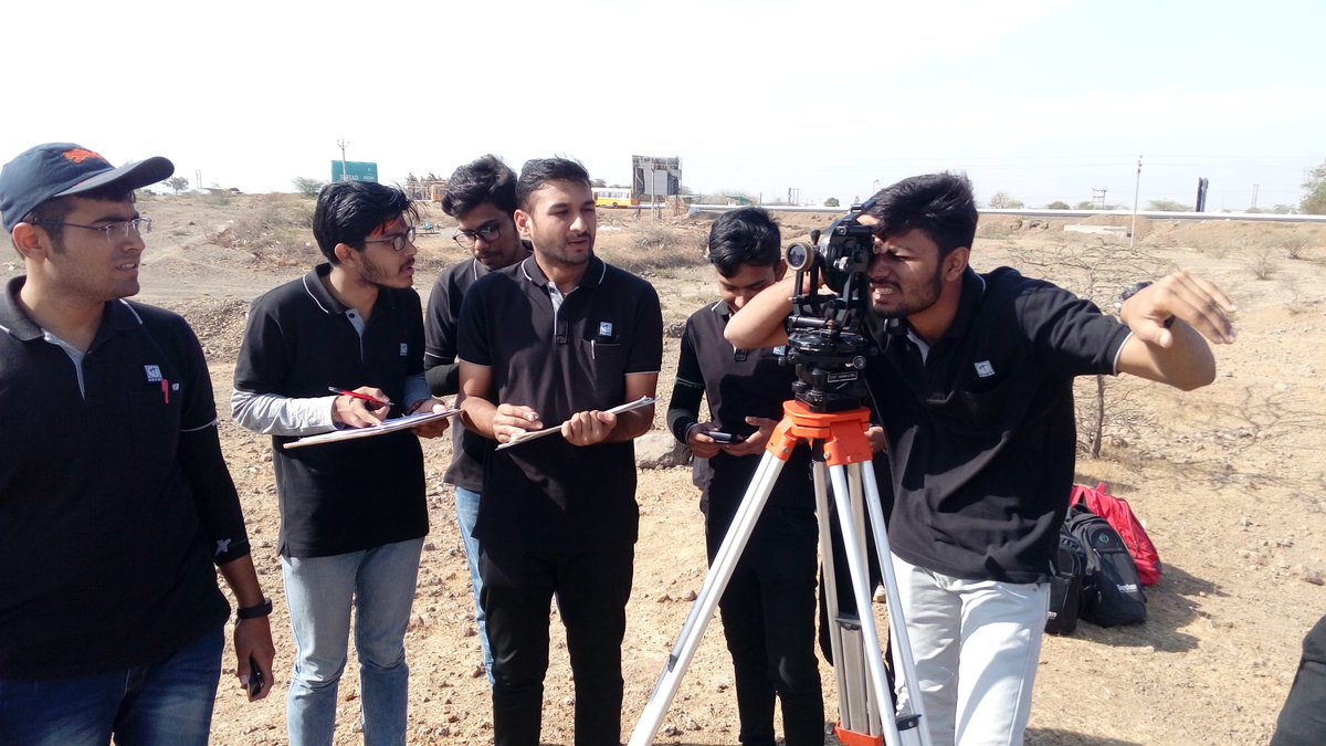 DarshanUniv's tweet photo. Students of 4th-semester #Civil #Engineering department had performed the #tacheometry survey work near Chhattar Gam as part of their academic work. Students learn the various aspects of fieldwork in #tacheometry and also learned to prepare the contour map from the survey data. https://t.co/eot77m6SyM