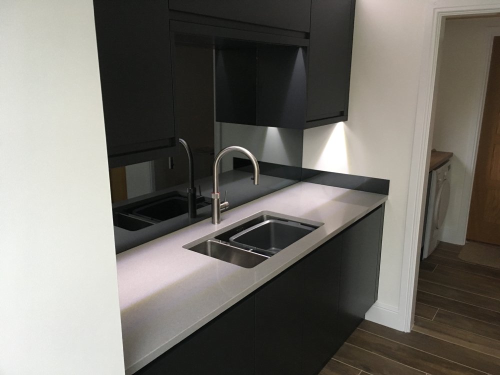 PrecisionKtchns's tweet photo. We've love this recent Matt Anthracite kitchen project! Enhanced by @Silestone Alumino Nube worktops, @Miele_GB appliances and, of course, @FrankeUK and @quookeruk! 
#kitchenperfection #designsatisfaction
#stylestone #islandlife #kitchenliving https://t.co/dgd2eosBUm