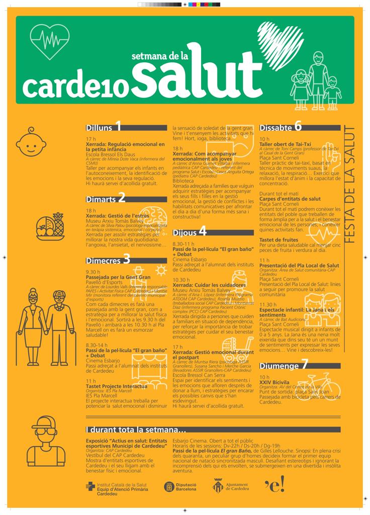 ajcardedeu's tweet image. Avui comença la #setmanadelasalut, enfocada a la gestió emocional. Consulteu totes les activitats de la setmana a Cardedeu.cat #salut #Cardedeu #gestióemocional #xerrades #passejada @CinemaEsbarjo