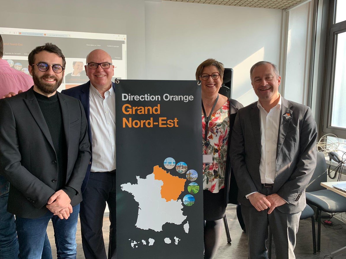 LaurentVitoux's tweet photo. De #Dunkerque à #Macon, De #Berck à #Strasbourg, notre nouvelle Direction #OrangeGrandEst rassemble la complémentarité des compétences de 10000 salariés au service de la variété de nos clients et de nos territoires ! #Agilité #ExperienceCient #Proximité https://t.co/9yB2ddiEmV