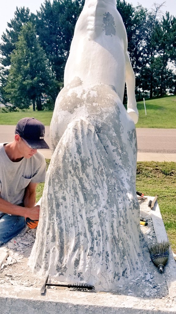 SafeCemeteries's tweet photo. August of 2018 took us to #CFBPETAWAWA for restoration of the Mustang Monument. https://t.co/yd5aeR6w5A, going to do a few posts this week showing entire project,up first,removal of all failed materials,old plaque&lettering.#safecemeteries #2RCHA @CFOperations @CaCemeteryHist https://t.co/9NePh3mJbF
