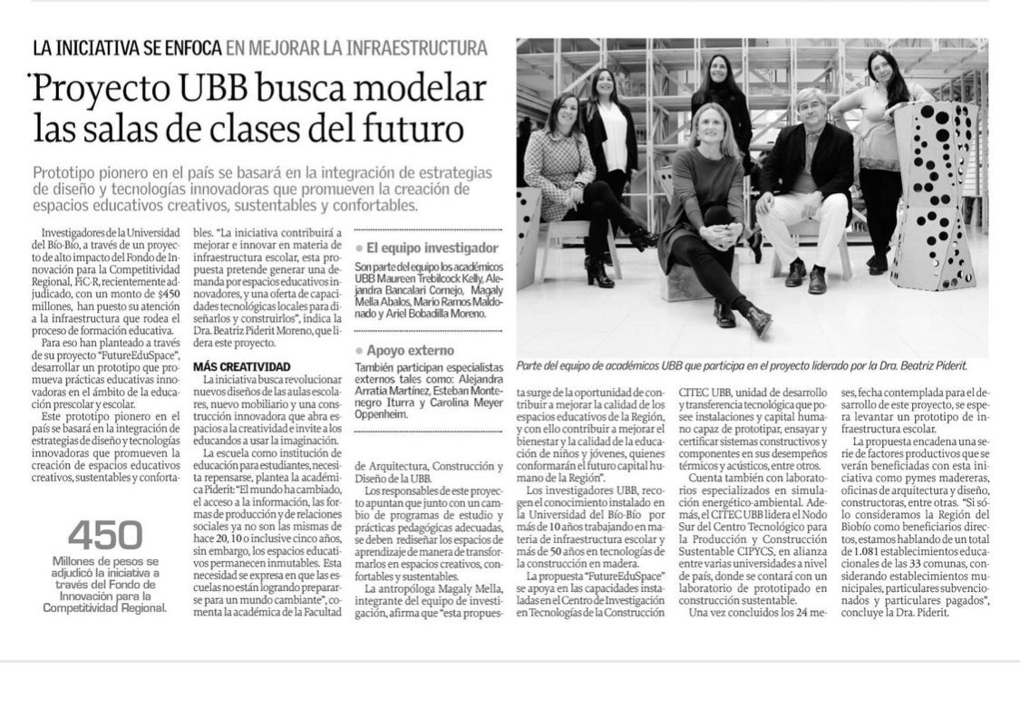Muy contentos! proyecto FIC nos permitirá diseñar y construir espacios educativos escolares del futuro.  Innovación pedagógica, diseño, industrialización en madera, desarrollo territorial y calidad del ambiente interior. Con <a href="/ticapiderit/">Beatriz piderit</a> <a href="/Pialindevaroli/">Pía Lindemann Varoli</a>  <a href="/MarioRamosM/">Mario Ramos Maldonad</a> <a href="/Magamella/">Magaly Mella Abalos</a>