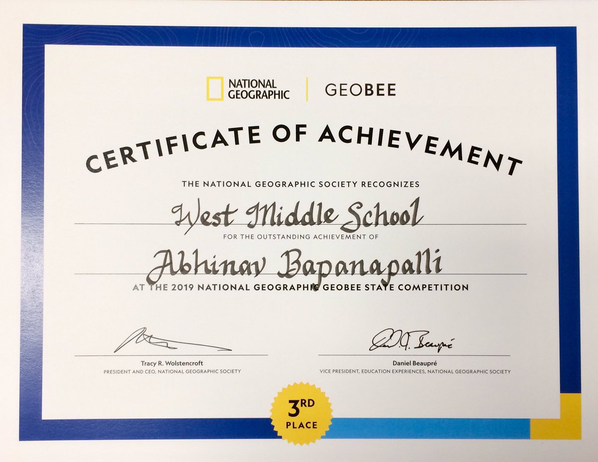 Abhinav Bapanapalli - MA State GeoBee Championship Competition. Third-place winner! Congrats Abhi, you make us proud!