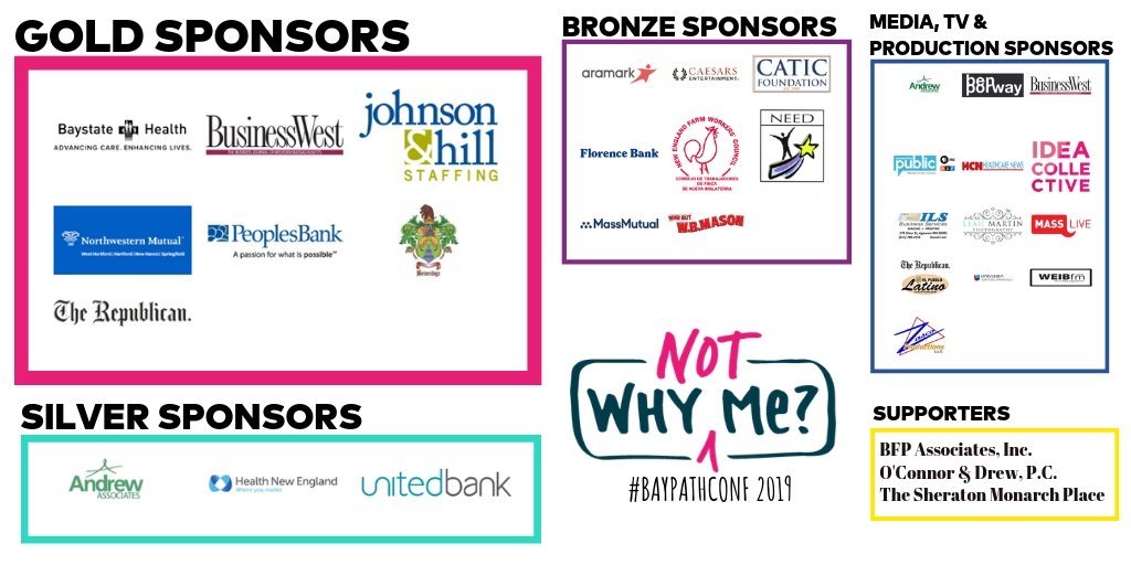 BayPathWLC's tweet photo. A HUGE thank you to all of our sponsors for making this year's #BayPathConf a wild success and helping women all over Western Massachusetts ask "Why Not Me?" We couldn't have done it without you! https://t.co/jrCHBWNz0O