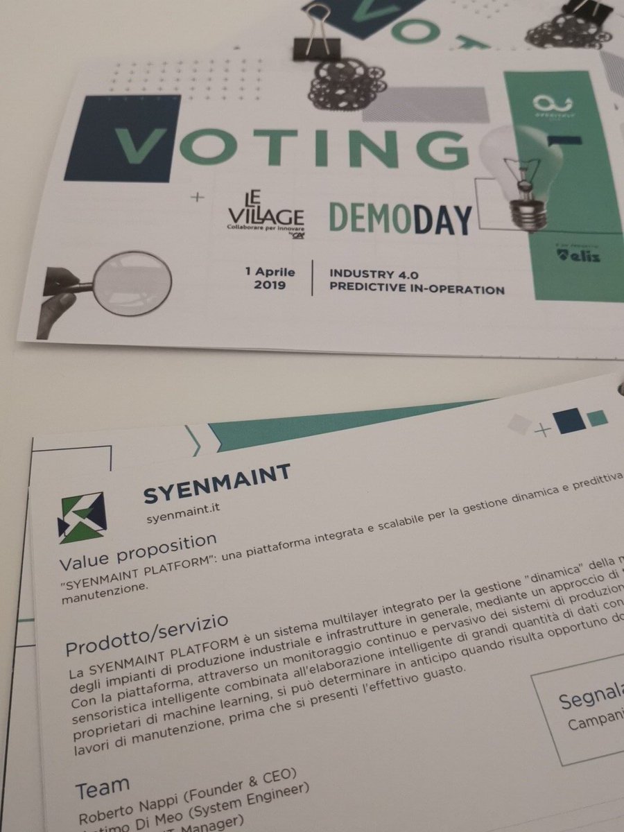 centroELIS's tweet photo. #Syenmaint e la sua piattaforma integrata e scalabile per la gestione predittiva della manutenzione: qui a #OpenItalyELIS e chiude la prima parte della giornata. STOP e si riparte tra un po'... https://t.co/bIaoR9aVLu