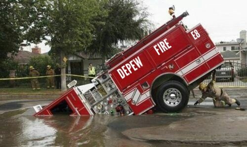 DepewFire's tweet photo. *Training Announcement*
The DFD will be hosting an Underwater Apparatus Rescue Operations class beginning today. This course will teach your firetruck how to properly maneuver underwater with submarine-like accuracy. Surrounding departments are invited. Bring proof of insurance. https://t.co/PLwBcSJKzI