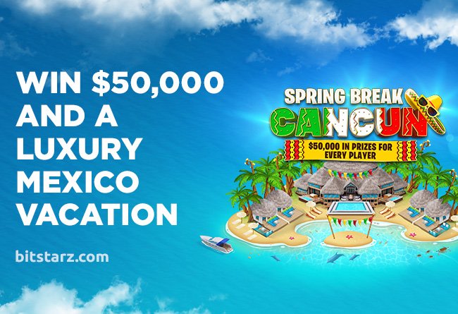 bitstarz's tweet photo. #Win a luxury trip for two down in Cancun and $50,000 with the BitStarz Spring Break Adventure! https://t.co/yGYlRUtwv3 #SpringBreakCancun #OnlineCasino #BitcoinCasino https://t.co/rkQnuuMuT9