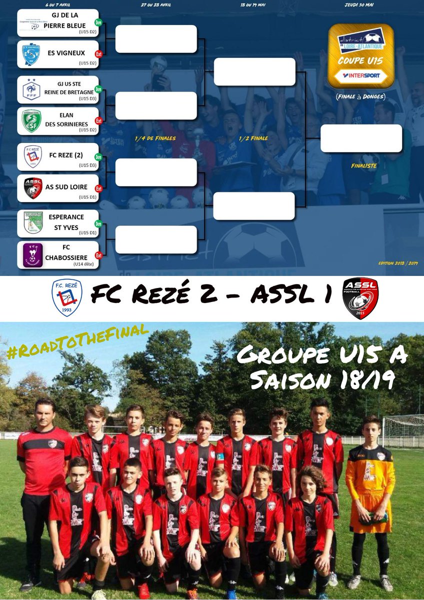 AsslFootball's tweet photo. SAMEDI 6 AVRIL 2019 ! 🏆⚽
15h00 - Stade Léo Lagrange 3
8ème de Finale U15 : FC Rezé 2 - ASSL Football 1
16h00 - Stade de Montbert
Demi-Finale U15F : GF du Vignoble 1 - GF Loroux
#GoASSL ! ⚪⚫🔴
#GoGFV ! 👠⚽🔥 https://t.co/EbIMfVrPdg