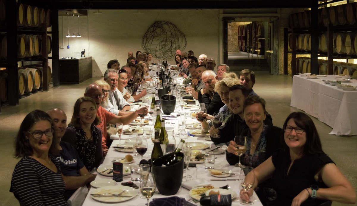KJ_AUS's tweet photo. #MercerSuperCycle19 and no photos of Lycra today. Afternoon in the stunning @NovotelBarossa, followed by dinner in the @yalumba dining room.  Almost worth riding a 💯 km for 😂🚴‍♀️🚴‍♀️ https://t.co/3T5lC0iFtd