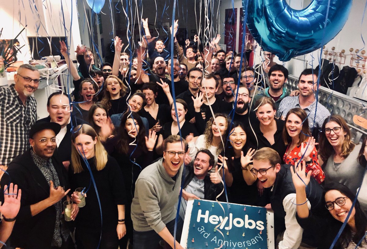 Last week we were celebrating our 3 Year Anniversary! It's amazing how we came from a small team to more than 100 great people, and an awesome customer portfolio. To many more years, enabling everyone to get the right job, to live a fullfilling life! #HeyJobs #3Years #Anniversary