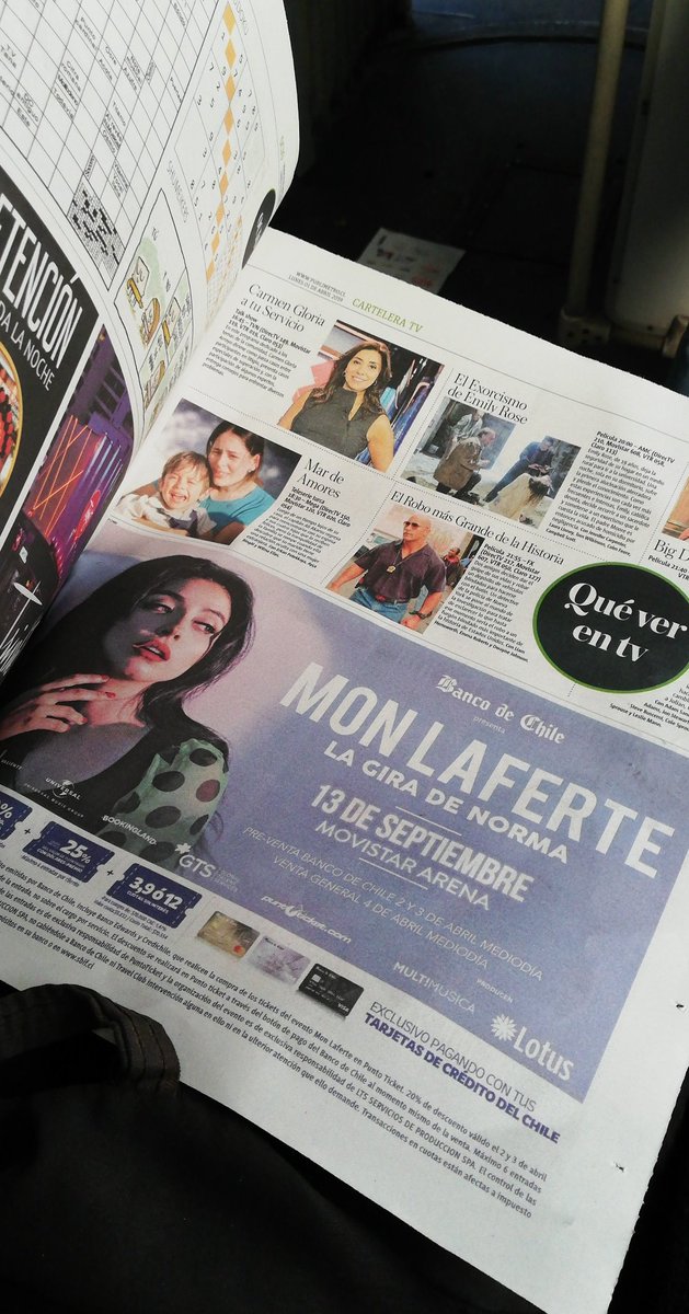 malena_malona's tweet photo. Aquí, una tratando de mantener la calma y ¡Boom! aparece la publicidad del concierto de @monlaferte en el diario.
Chao, ya estoy histérica 🙃
Que sea luego mañana pa calmar esta ansiedad PARFAVAAAR 😭❤️ https://t.co/mzKi29DIwS