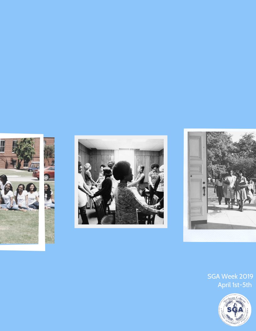 SpelmanSGA's tweet photo. “...and finally, to Spelman College, who always promised us a unique journey,” Join us as we celebrate the unique stories of who we are becoming in this year’s SGA week — April 1-5, 2019! 💙
#BecomingSpelman
#Hey77th https://t.co/8cC8jNJjat