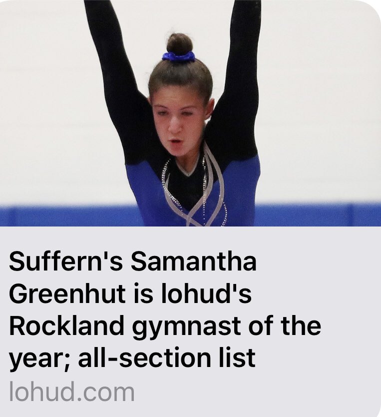 lhansell's tweet photo. Congratulations Samantha on a job well deserved!  Rockland gymnast of the year. @SuffernSports #SuffernCentral #MountiePride https://t.co/m1mwNBAcRz