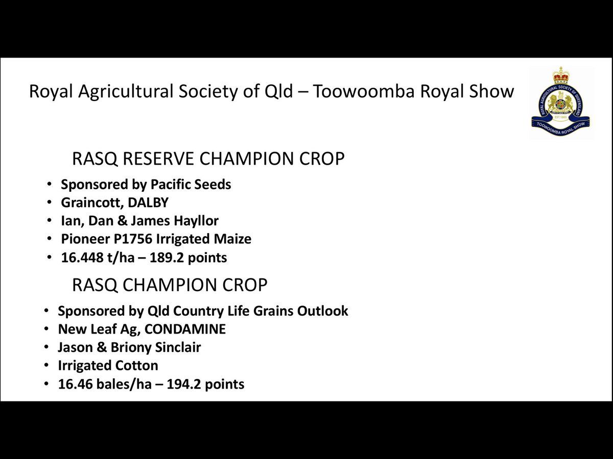 Congratualtions to RASQ Queensland Country Life Grains Outlook Crop Competiton Reserve Champion and  Champion Crop winners at the #ToowoombaRoyalShow <a href="/qclnews/">Queensland Country Life</a>