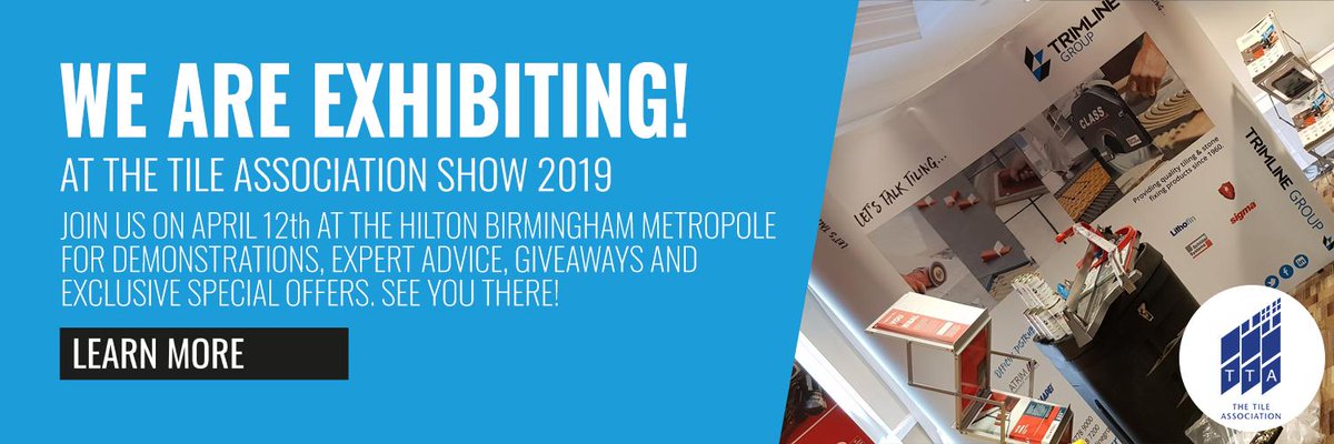 TrimlineGroup's tweet image. We are exhibiting at this years Tile Association Show! Join us in April 12th at the Hilton Birmingham Metropole for demonstrations, expert advice, giveaways and exclusive offers. It promises to be a great day. See you there! @tilingshow The Tiling Show 
#tiling #tta #TilingShow