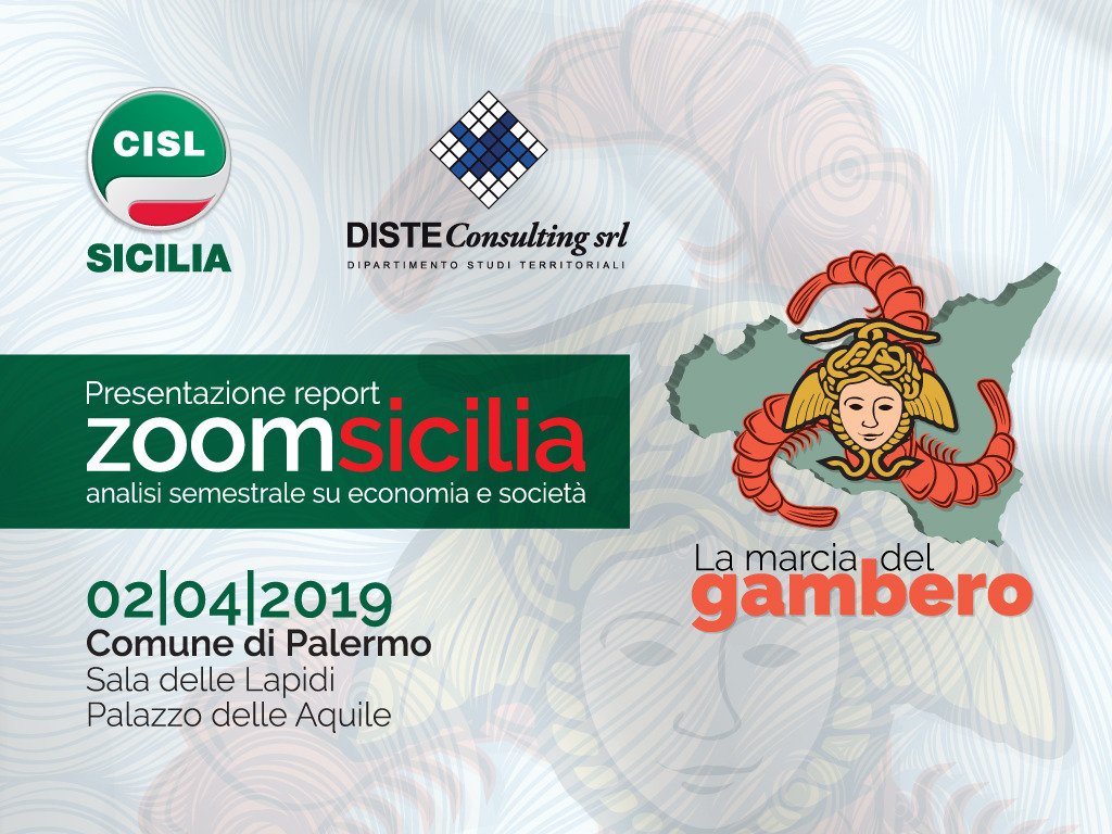 CislSicilia's tweet photo. Nasce domani #ZoomSicilia, periodico #Cisl-#Diste di analisi e outlook. La marcia del gambero, il primo numero. Sarà illustrato nell’aula consiliare del Comune di Palermo presenti vertici Cisl, rappresentanti istituzionali, economisti di Palermo e Catania

https://t.co/WeKWy002j9 https://t.co/frVp8zdtLS