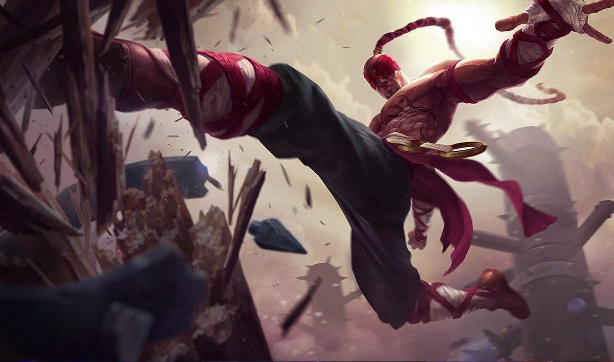 lol_es's tweet photo. Hoy se cumplen 8 años del lanzamiento de Lee Sin 🎈

La de patadas que ha tenido que repartir el Monje Ciego en todo este tiempo. https://t.co/bJlLGa5LCf