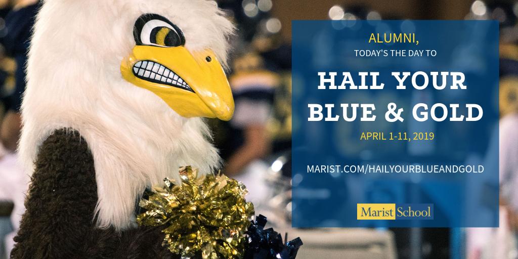 MaristSchool's tweet photo. Alumni! it's time to #hailyourblueandgold Take the quiz, find out if you're Team BLUE or Team GOLD, share your results, and make a gift to win the challenge! https://t.co/U8oW7GoQxi #areyoublueorgold #maristmatters https://t.co/pCe9lgr9rz