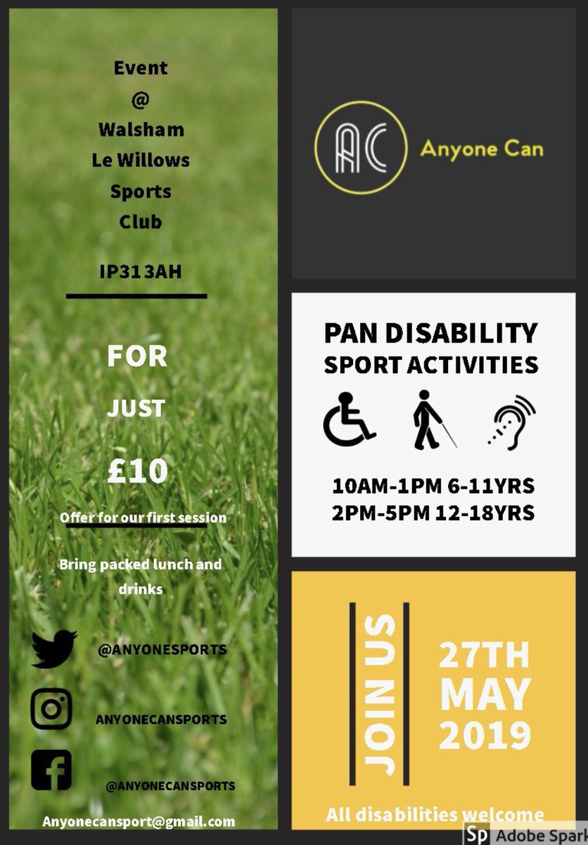 We are looking forward to our very first disability sport activity day.
Please PM for any details that you may require. #disabiltysport #anyonecan
