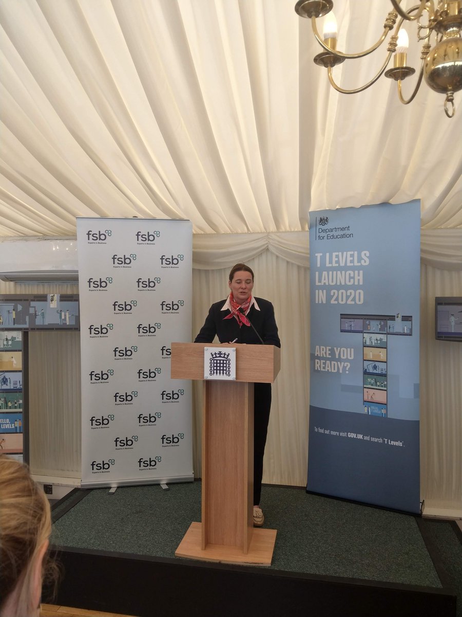 Still at the T Level and Apprenticeships – driving skills in the South East event at the @HouseofCommons with an ispiring speech from @GillianKeegan MP for Chichester #TLevels #IndustryPlacements #TLevelAmbassador #macomgroup @FSBSouthEast
