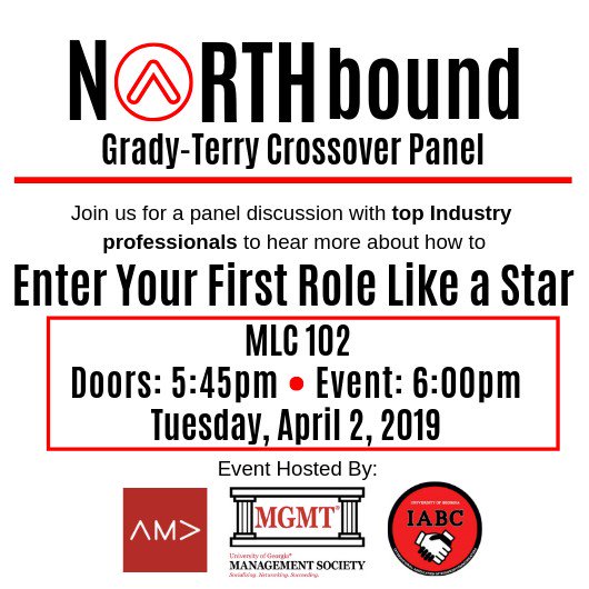 ugaiabc's tweet photo. The long-awaited, @UGAGrady - @TerryCollege Crossover Panel is tomorrow! 

We're excited to represent Grady in this first annual event. Our speaker will be  @TwComms, an accredited business communicator. 

Hope to see you there! 
@AdPR_UGA @UGAprssa @UgaAdClub https://t.co/q2UdMSy22y